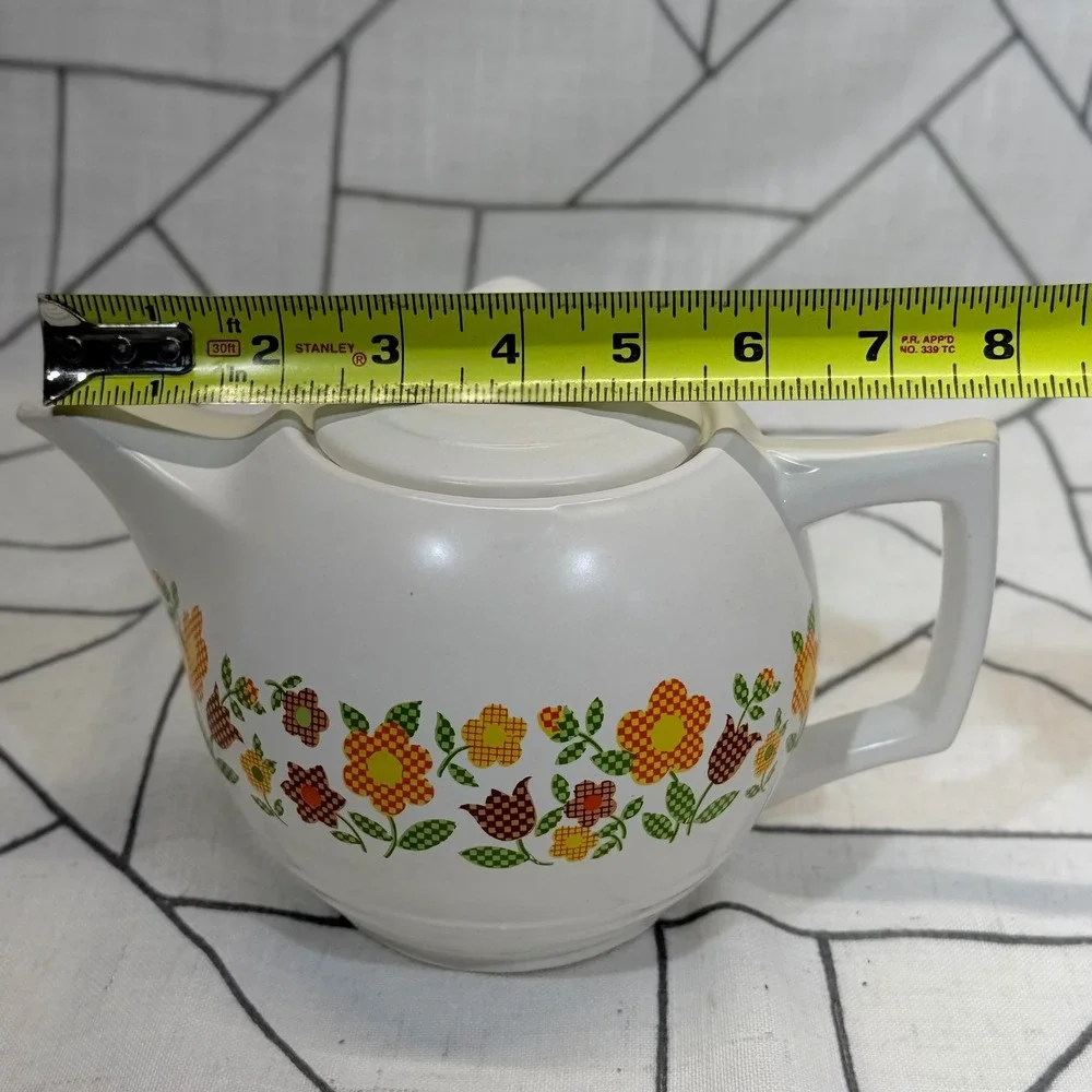 McCoy Teapot Small White Vintage Floral 40 USA Pottery Ceramic 1970s